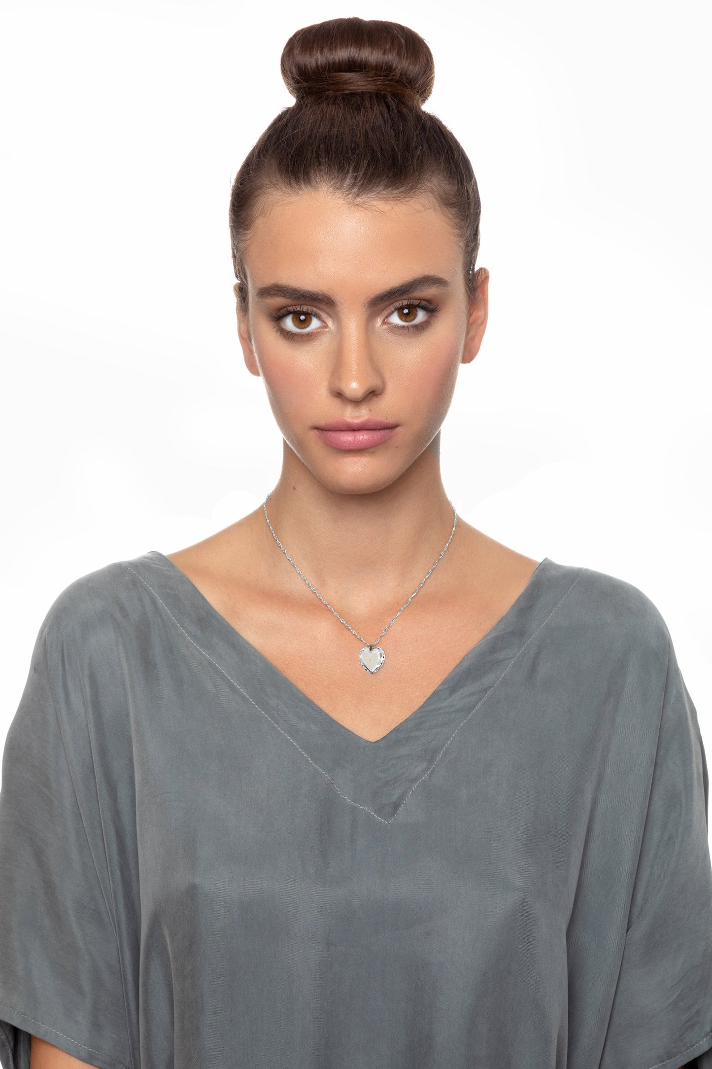 I Love You Necklace and Crystal Earrings Heart Jewelry Set